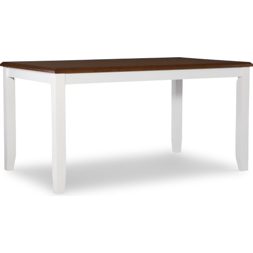 Jane 60" Dining Table Vanilla White w/ Brown Top