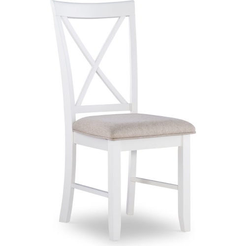 Jane Dining Chair in Vanilla White & Tan Fabric (Set of 2)