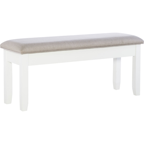 Jane Storage Dining Bench in Vanilla White & Grey Fabric