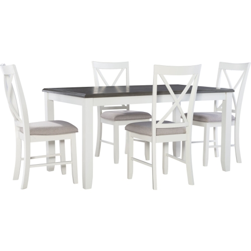 Jane 5 Piece Dining Set in Vanilla White & Gray (Table & 4 Chairs)