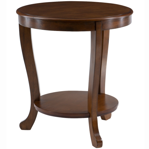 Aubert Round Accent Side Table in Hazelnut Brown Wood