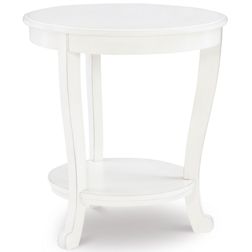 Aubert Round Accent Side Table in White Wood