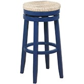 Morgan Swivel Bar Stool in Seagrass & Navy Blue  Wood