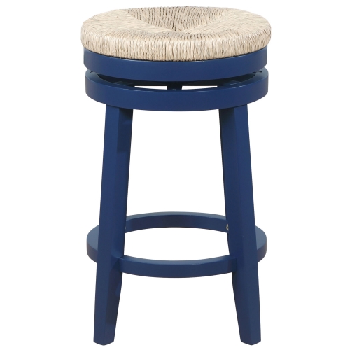 Morgan Swivel Counter Stool in Seagrass & Navy Blue  Wood