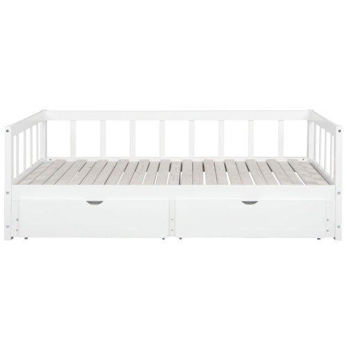 Hadley Storage Trundle Twin to King Daybed in White Wood