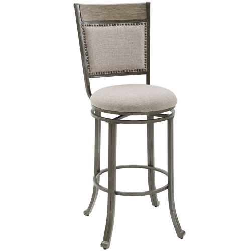 Franklin 29.5" Swivel Bar Stool in Beige Fabric & Wood