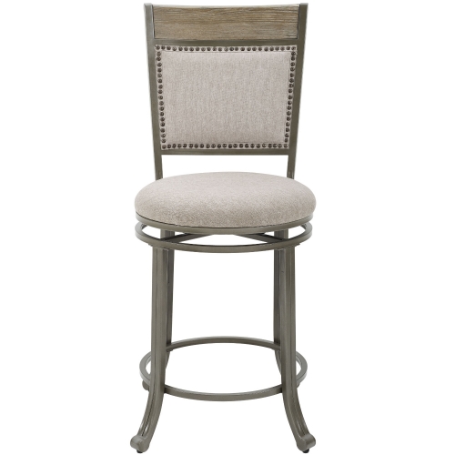 Franklin 24" Swivel Counter Stool in Beige Fabric & Wood