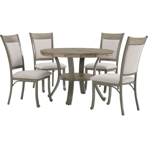 Franklin 5 Piece Dining Set in Pewter Wood & Metal