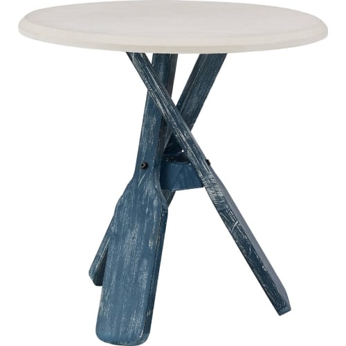 Omar Oar Side Table in Cream & Blue