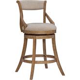 Gilda Big & Tall Bar Stool in Beige Fabric & Brushed Wood