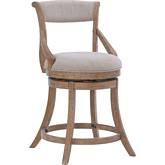 Gilda Big & Tall Counter Stool in Beige Fabric & Brushed Wood