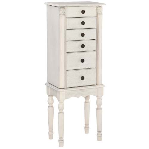 Imogen Jewelry Armoire in Off White Finish Wood