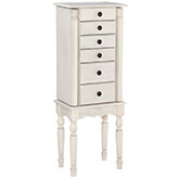 Imogen Jewelry Armoire in Off White Finish Wood