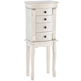 Louis Philippe Jewelry Armoire in Off White Finish Wood