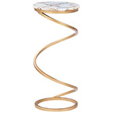 Rian Spiral Drink Side Table in Grey Agate & Gold Iron