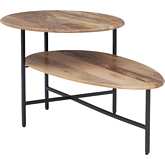 Tavin 2 Tier Coffee Table in Natural Wood & Black