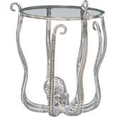 Octiana Octopus Side Table in Tempered Glass & Silver