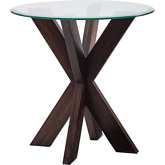 Adler X Base Side Table in Espresso & Tempered Glass