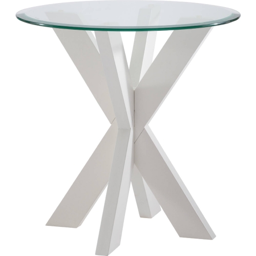 Adler X Base Side Table in White & Tempered Glass