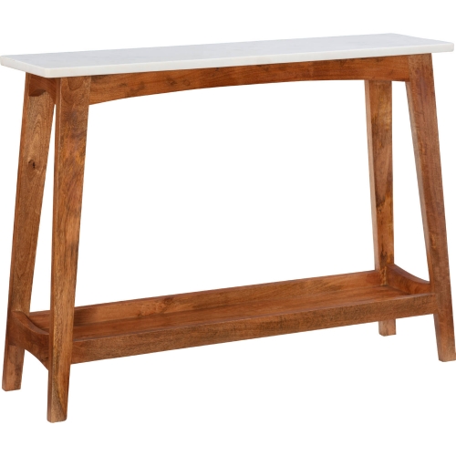 Rainier Console Table in White Marble & Mango Wood