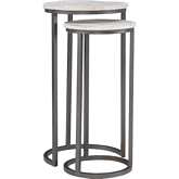 Weston Nesting Side Table in White Wood & Grey Metal (Set of 2)