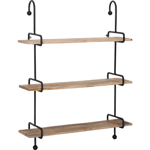 Wesleigh Wall Shelves in Natural Mango Wood & Black Iron