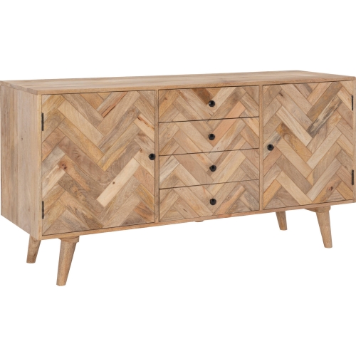 Darya 4 Drawer 2 Door Console Table in Natural Mango Wood