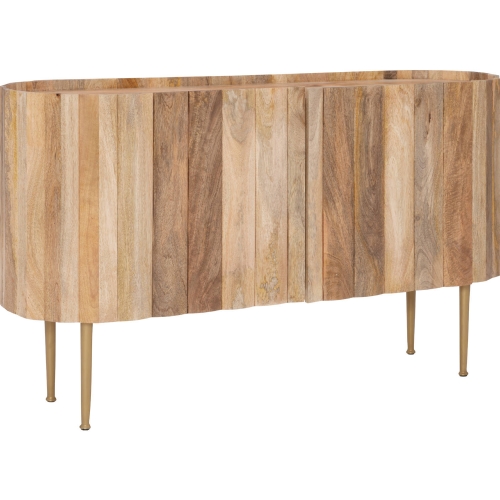 Aubrielle 2 Door Console Table in Natural Wood & Gold