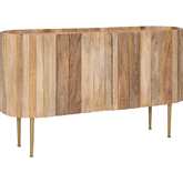 Aubrielle 2 Door Console Table in Natural Wood & Gold