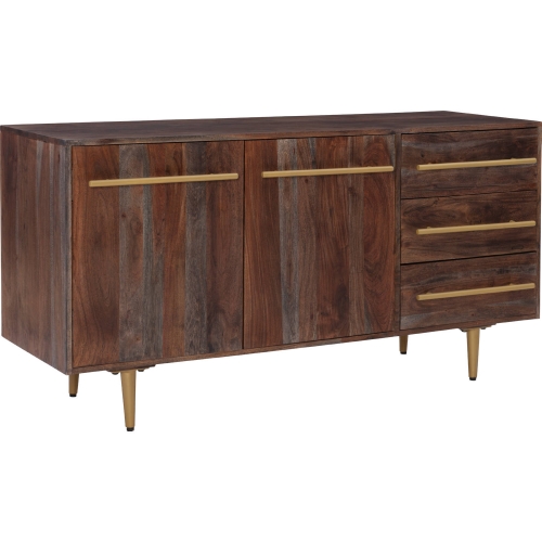 Keavy Console Table in Dark Brown Acacia Wood & Gold