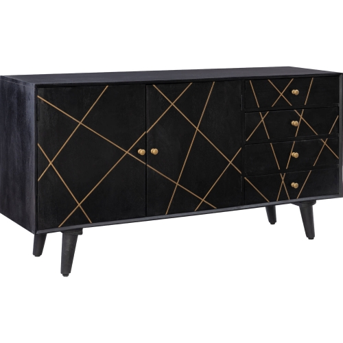 Kade Console Table in Black Mango Wood & Gold