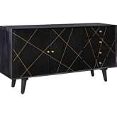 Kade Console Table in Black Mango Wood & Gold