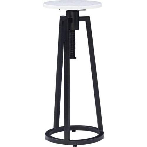 Shawna Adj Drink Side Table White Marble & Black Metal