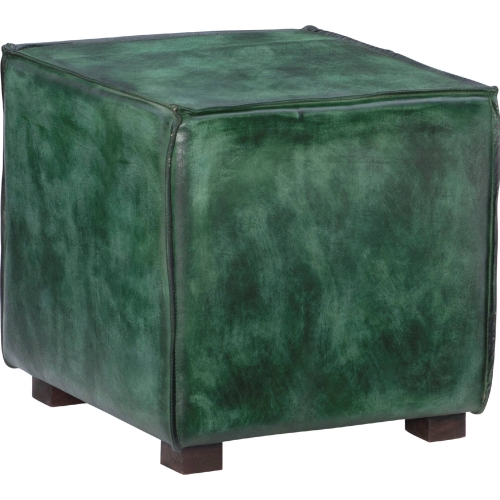 Decter Ottoman in Green Leather