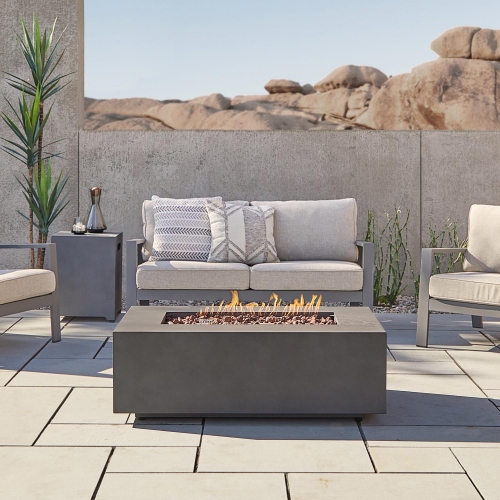 Aegean 41" Propane Gas Fire Table w/ Natural Gas Kit in Weathered Slate