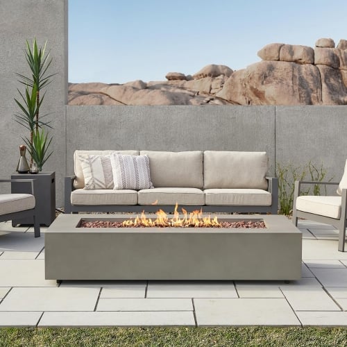 Aegean 70" Propane Gas Fire Table w/ Natural Gas Kit in Mist Gray