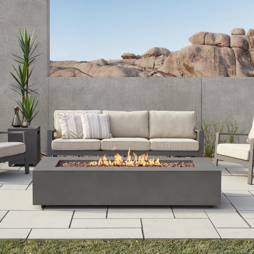 Aegean 70" Propane Gas Fire Table w/ Natural Gas Kit in Weathered Slate