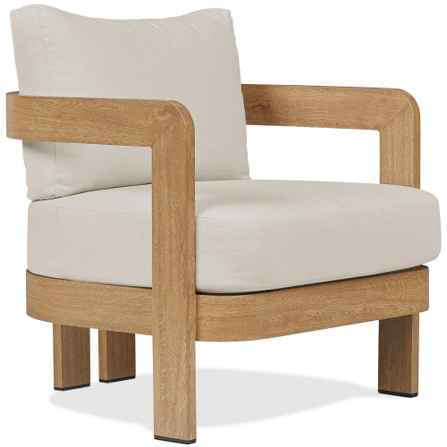 Arlo 30" Outdoor Accent Chair in Weathered Lakewood Metal & Off White Fabric