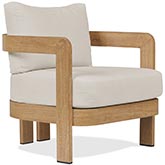 Arlo 30" Outdoor Accent Chair in Weathered Lakewood Metal & Off White Fabric