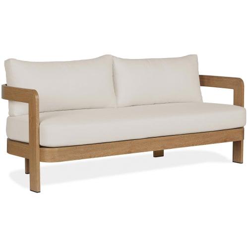 Arlo 73" Outdoor Sofa in Weathered Lakewood Metal & Off White Fabric