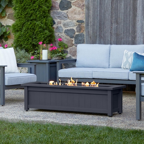 Ortun Outdoor Propane Fire Table in Gray Powder Coated Steel