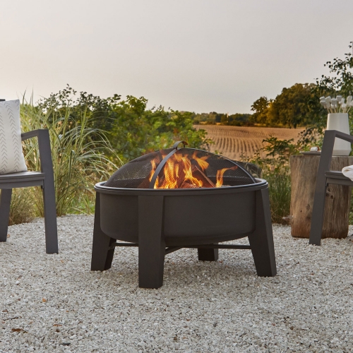 Forsyth Outdoor Fire Pit in Powder Coated Black Iron