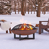 La Porte Outdoor 37" Round Wood Burning Fire Pit in Rust Steel