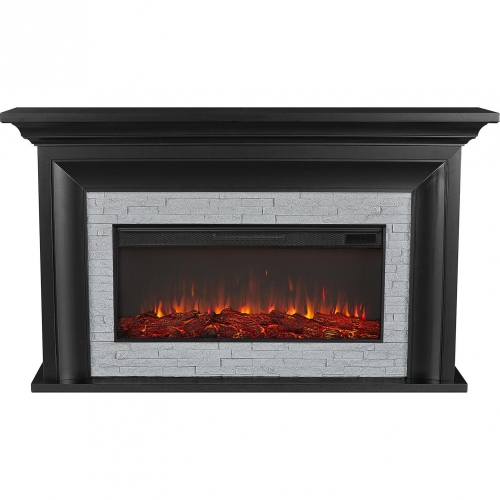 Sonia Landscape Electric Fireplace in Black & Faux Brick