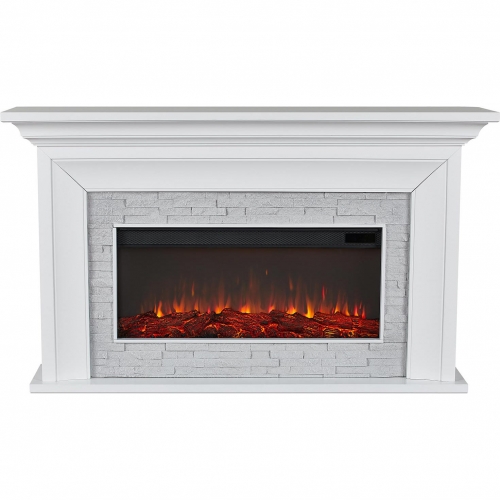 Sonia Landscape Electric Fireplace in White & Faux Brick