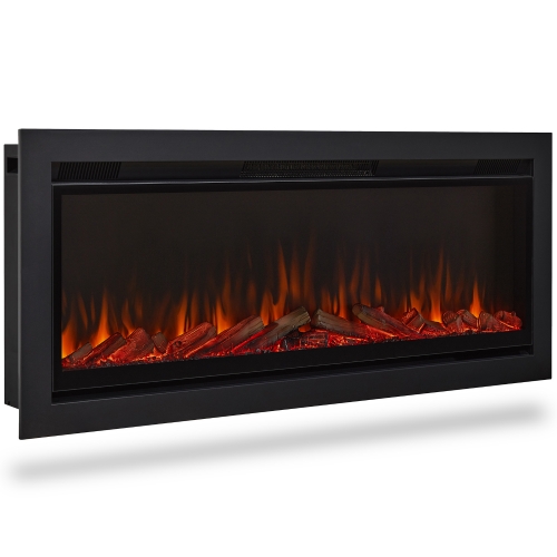 Real Flame 49" Wall Mounted Recessed Electric Fireplace Insert in Black