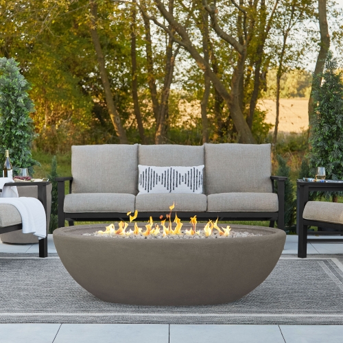 Riverside Outdoor Large Oval Liquid Propane Fire Bowl in Glacier Gray