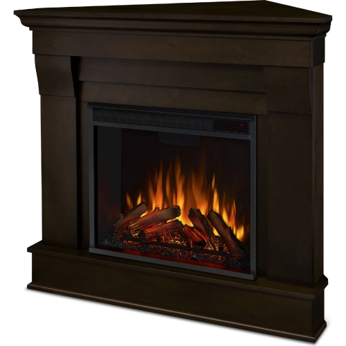 Chateau Corner Electric Fireplace in Dark Walnut