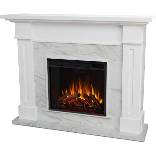 Kipling Electric Fireplace in White with Faux Marble