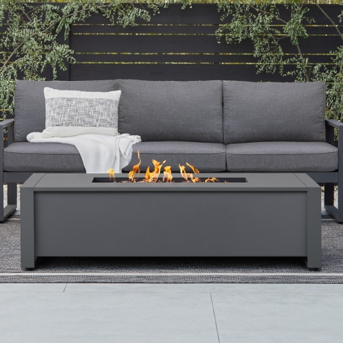 Keenan Outdoor 52" Rectangle Propane Fire Table in Gray